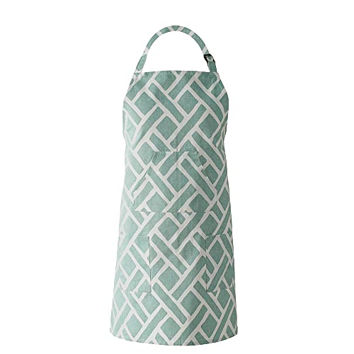 HPD Half Price Drapes Aprons for Men Women with Large Pockets Adjustable Unisex PRCT-D07B-AP Martinique Printed Cotton, 27 X 34 Inch, Martinique Aqua