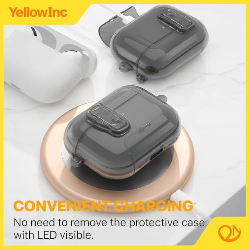 Image of Clear Magnetic Auto-Lock Case Cover for Apple Airpods Pro 3 (2025), with Phone Stand & Carabiner (Clear Black,Transparent Lock with Stand)
