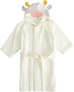GHYUBYER Albornoz de Microfibra, Albornoz de Toalla for niños y niñas, Albornoz Suave y Esponjoso con Capucha for niños pequeños (Color : White, Size : 110)