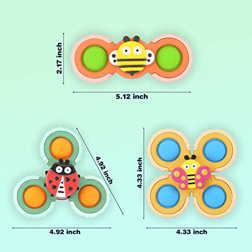 Fidwod 3Pcs Suction Cup Spinner Toy For Baby - Bath Spinning Toys For Toddlers Infants 1+ Year Old - Sensory Fidget Toys Window Travel Airplane Bathtub Shower - First Birthday Gift For Girls Kids #TOP1