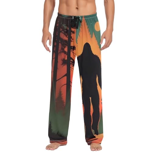 AIXIWAWA Illustration Sasquatch Men's Pajama Pants Cozy Sleepwear Mens Lounge PJ Bottoms Pockets Drawstring S