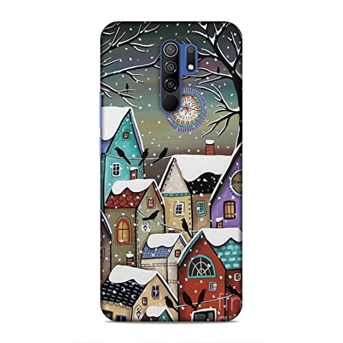 Image of Printed Mobile Back Hard Case Cover for Xiaomi Redmi 9 Prime /Xiaomi Poco M2 | Snowfall, Houses, Animated, Home Sweet Home -2186