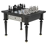 Maßstab: 1:10 Fenteer Mini Schach Spielzeug Set inkl. 32x Schachfiguren + Schach Tisch, Schwarz und Weiß