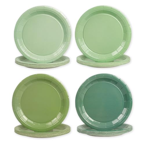EVYIENEN 48 pièces Assiettes en papier vert sauge, Assiettes à dessert vertes dégradées de 17,8 cm pour décorations de fête de mariage à la ferme, Pack...