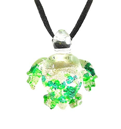 Handmade Green Sea Turtle Art Glass Blown Sea Animal Figurine Pendant Necklace Jewelry - Model Y2016 #TOP27