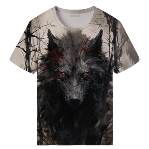 Men's Novelty Wolf Graphic T-Shirts 3D Animal Printed Shirts Casual Summer Tee Top2