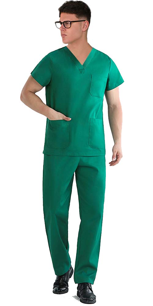 TCD Ricamo Gratuito Divisa Sanitaria Infermiere Casacca e Pantalone | Completo Medicale Unisex Uomo Donna | OSS Ospedale Estetista Veterinario Dentista | 100% Cotone
