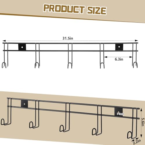 Yaocom 5 Hook 2 Pcs Bridle Hooks Tack Room Metal Wall Hangers Rack, Black by Yaocom - Image 3