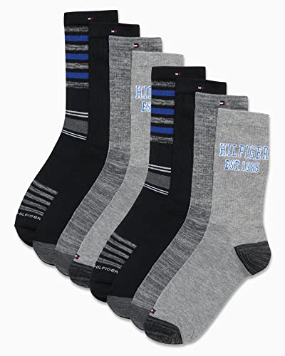 Tommy Hilfiger Men's Dress Socks - Lightweight Comfort Crew Sock (8 Pack), Size 7-12, Grey Assorted #TOP2