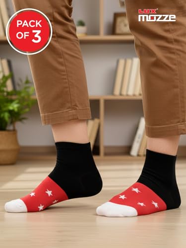 Image of Orbit Ankle Length Socks for Men |Made With Durable & Breathable Cotton | Ideal for Gym, Running, Office | 3 Pair -Multicolor