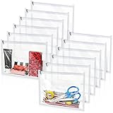 12 Pieces Clear Zipper Pouches, PVC Zipper Storage Bags, Folder Storage Pouches, Waterproof Document Pouch for School Office (White,10 x 8 x 0.2 Inch)