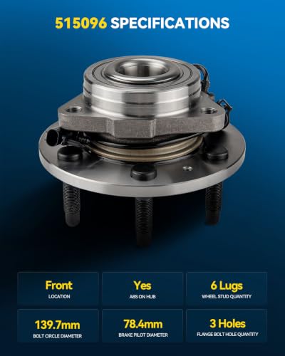 Image of PHILTOP 515096 4WD /AWD Front Wheel Bearing Hub Assembly for Silverado 1500