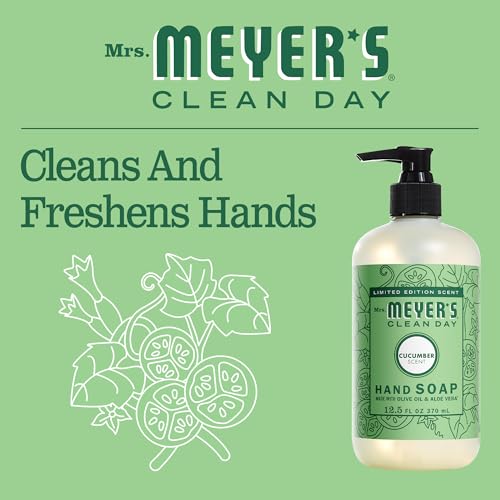 Image of MRS. MEYER'S CLEAN DAY Hand Soap,Cucumber Scent,12.5 Fl Oz Bottle,(Pack of 2)