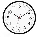 Lumuasky Atomic Analog Wall Clock, 12" Modern Non-Ticking Silent Battery Operated - Sets Automatically - Ideal Modern Home, Bedroom, Kitchen, Office Decor