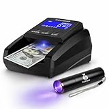 RIGHTSHOP Counterfeit Bill Detector Machine with UV Flashlight, IR MG UV Detection - Fake Bill Checker for USD, EUR & GBP, Cash Value Calculator with Automatic 4-Way Orientation