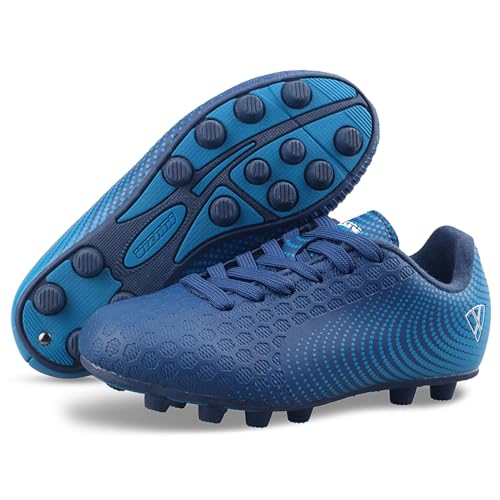 Vizari Stealth Firm Ground Soccer Cleats – Lightweight, Sturdy, Comfortable for Kids and Youth – Excellent Traction, Cushioned Heel, Anti-Stretch Lining – Ideal for Boys and Girls Navy/Sky Blue - Thumbnail 2
