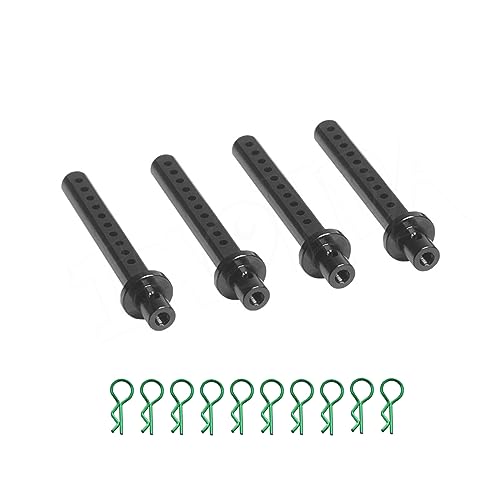 AMK Aluminum Alloy 1/10 RC Body Mounts SCX10 Shell Posts Mounting with 10Pcs Pull Tabs for Axial Capra Wraith Ryft TRX6 HSP HPI Redcat Gen7 CC01 SMT Spare TRX4 Upgrades (Black)