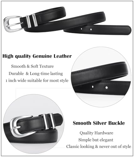 ALAIX Women's Leather Belt for Jeans Pants Dress Black Leather Belt with Gold/Silver Buckle Fashion Jeans Belts for Women4