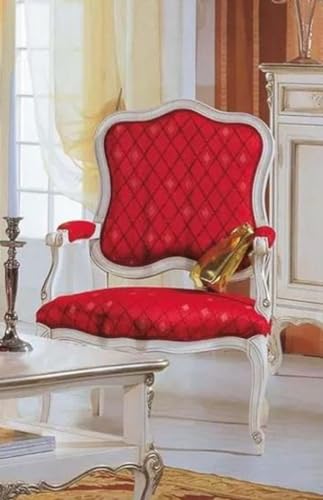 Casa Padrino Fauteuil baroque de luxe - Fabriqué à la main - Rouge/blanc/argenté - Fabriqué en...