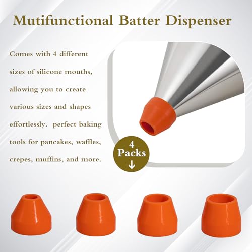 40oz Pancake Batter Dispenser Stainless Steel with Metal Spatula, Stand, Squeeze Handle and Versatile Silicone Funnel, Baking Tool for for Pancake, Cake, Cupcake, Waffles and Muffins Making by SONGZIMING - Image 5