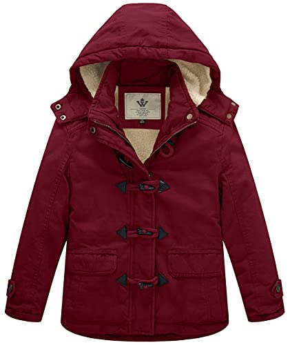 WenVen Girl's Winter Sherpa Jacket Thicken Cotton Parka Coat with Removable Hood