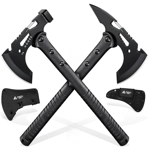 Freelander 2-Teiliges Survival Axt Set - Outdoor Camping Axt Mit Hammer Und Spitze, Holzspalten Mit Scheide, Bushcraft Beil Für Abenteuer - Geschenk Für Männer
