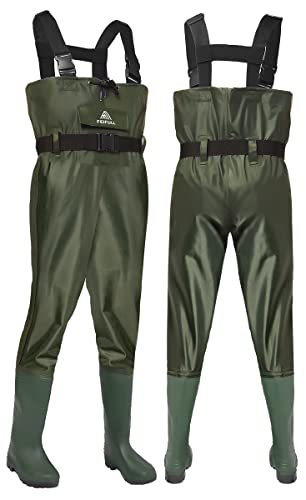 Feifull Chest Waders, 2-Ply Nylon/Pvc Waterproof Footboots For Fishing& Duck Hunting& Farm & Garden, With Free Boot Hanger And Waterproof Phone Case, Size10 For Men Women And Teens (Green) #TOP1
