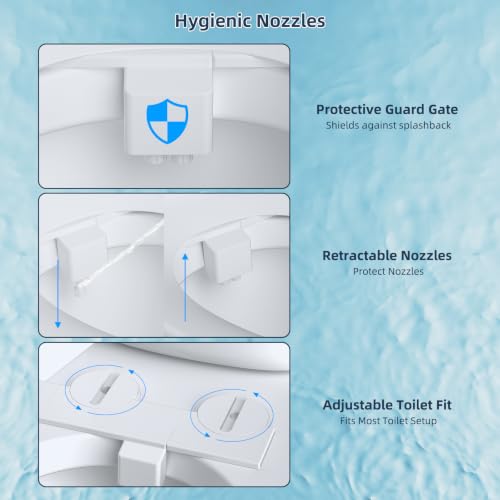 Hibbent Bidet Attachment, Hot & Cold Water Spray Bidet Toilet Seat, White - image 3