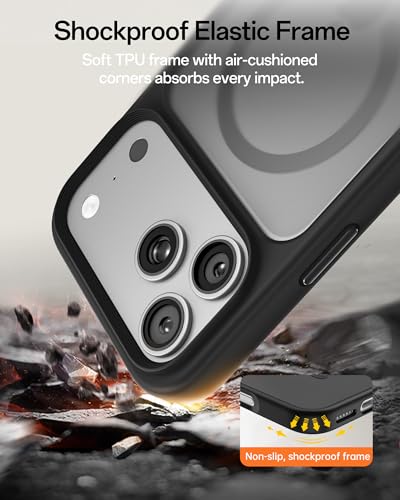 Image of UNBREAKcable Magnetic for iPhone 17 Pro Case 6.3-Inch, Compatible with MagSafe, Full Camera Protection, Built-in Magnetic Ring, Drop Protection Shockproof Slim Phone Cover - Black
