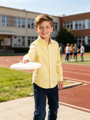 Image of DHTS Boys' Dress Shirts Toddle Boy Long Sleeve Uniform Shirt for Kids