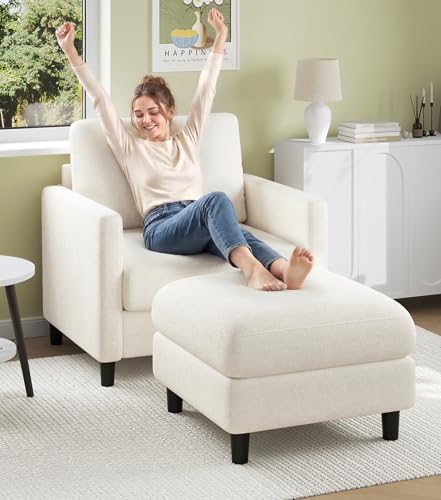 Welzona Sofa Accent Chair with Ottoman, 33" Reading Chair and