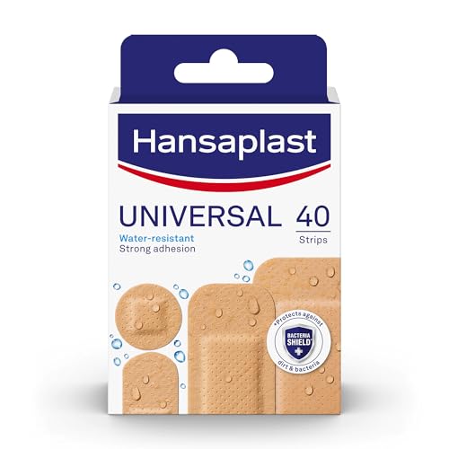 Hansaplast Universal Wound Plasters | Water-resistant | Strong Adhesion | Absorbent Non-stick Wound Pad | Breathable Plasters | Multipurpose plasters | 40 Strips