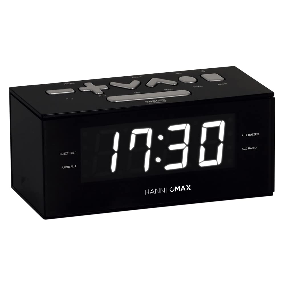 HANNLOMAX HX-144CR Alarm Clock Radio PLL AM FM Radio 1 2 LED Display Digital Clock with Dual Alarm