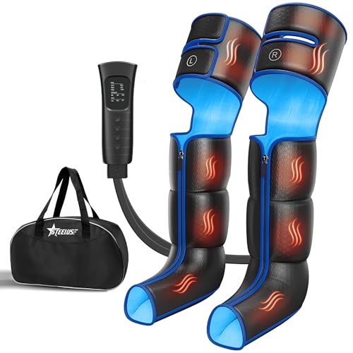 STEELUS Leg Massager, Air Compression Massager with Heat, 6 Massage Modes & 3 Intensities