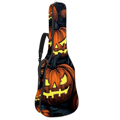 Sac pour guitare basse et acoustique 104 cm étanche en tissu Oxford motif citrouilles d'Halloween