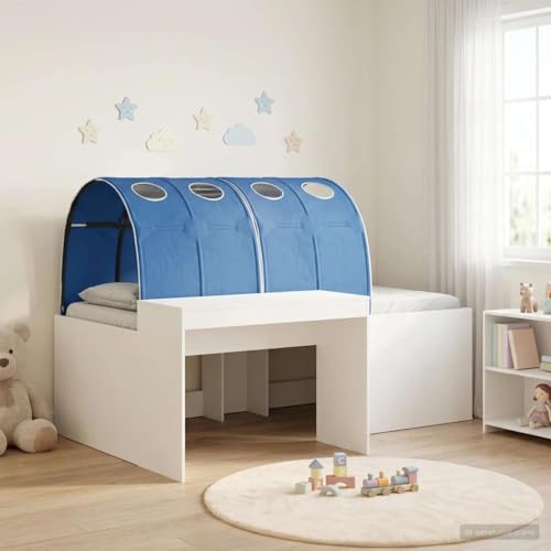 Teenpull Cama con Túnel 3 uds Roble Artisan y Azul, Cama somier con Base de lecho, Estructura de colchón, cabecero y almacenaje para Dormitorio, Descanso y Montaje Interior