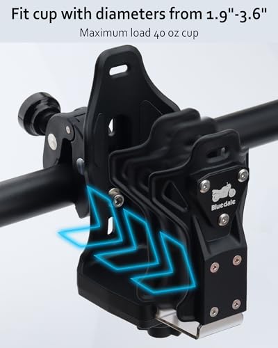 Extra Large Motorcycle ATV Cup Holder, Adjustable Drink Holder for 1.9 – 3.6" Water Bottle, Bluedale Universal Anti Theft Bike Bottle Cage Handlebar for Bicycle, Stroller, Scooter, Wheelchair, Boat - Image 4