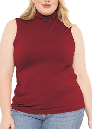 Image of Womens Turtle Neck | Long Sleeve and Sleeveless Top | Plus Size XL-7X | Tops Women White Turtleneck Women