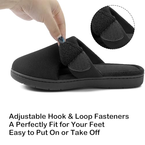 festooning Women's Slippers Soft Fuzzy Lined Memory Foam Adjustable Slip On Slides with Arch Support Comfy Warm Non-Slip Indoor House Slipper Shoes for Ladies4