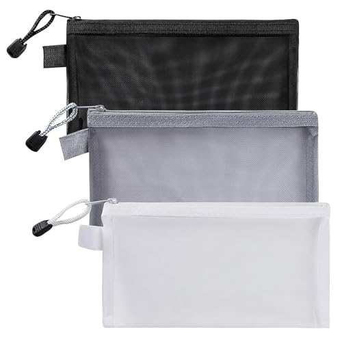 SSHUIKKAI 3 Stück Transparente Federmäppchen, Mäppchen Durchsichtig, Beutel Stifteetui Clear, Federmäppchen Klein, für Schule Bürobedarf,Kosmetik,Aufbewahrungsbeutel(Transparente)
