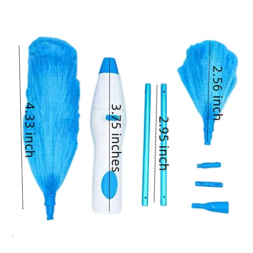 360 Electric Feather Spin Duster Blue Feather Duster Spin Duster Motorized Adjustable Electric Dirt Dust Brush Removing Dust In One Spin Cleaning Accessories Home Office, Battery Type #TOP6