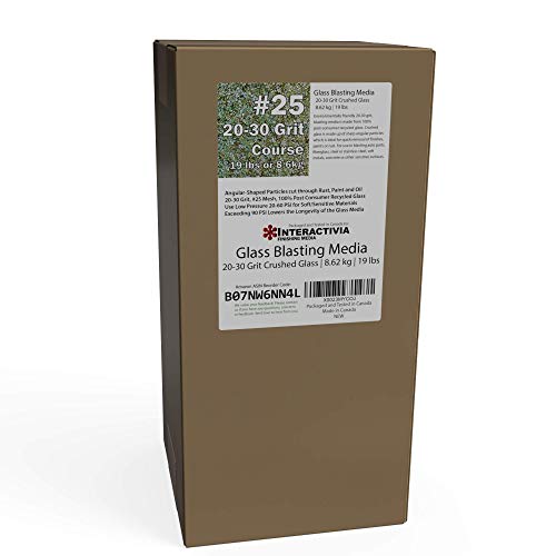20-30 Grit (#25) Crushed Glass Abrasive - 19 lb or 8.6 kg - Blasting Abrasive Media (Course - Very Large) #25 Mesh - 940 to 559 Microns - for Blast Cabinets Or Sand Blasting Guns
