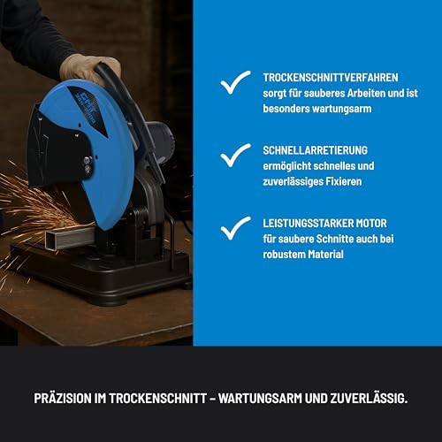Güde GMT 355-2300 Metalltrennsäge - 230 Volt, 2300 Watt, 4000 Umdrehungen pro Minute, Schnittleistung 78 bis 140 Millimeter je nach Form, Trockenschnitt für Profile und Rohre