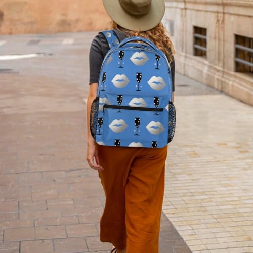 Mochila de viaje juvenil azul champán para campus y escapadas 6
