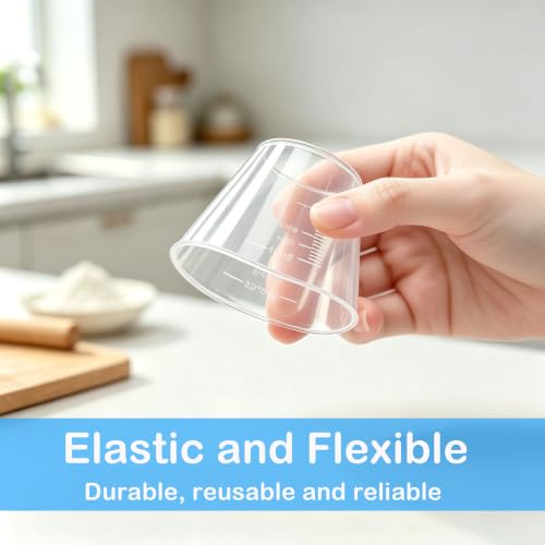 Image of 30ml Plastic Liquid Measuring Cups - Mini Clear Kitchen Medicine Cups Transparent Labs Graduated Beakers Baking Cooking Home Lab Measure Tool (5 Packs,1oz,Transparent)