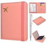 JKhandy Passport and Vaccine Card Holder Combo, Cover Case with CDC Vaccination Card Slot, Cute Leat