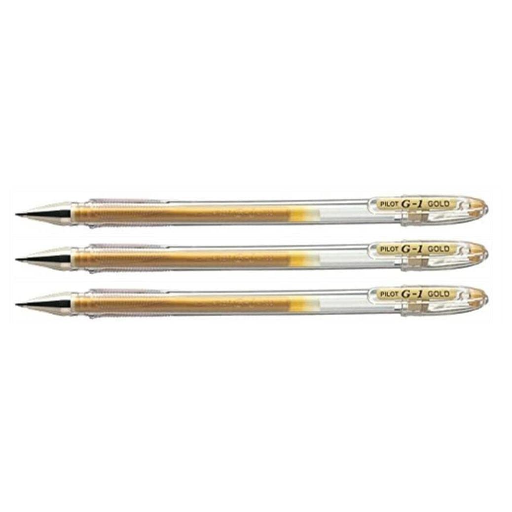 Pilot G1-07 - Bolígrafo de punta media (3 unidades), color dorado