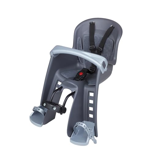 POLISPORT 8632600014 - Seggiolino anteriore BILBY JUNIOR+ FHT - VERSION 2023 per biciclette ruote da 26'' a 29'' con ancoraggio al telaio colori Grigio scuro/Argento