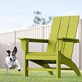 POLYDUN Modern Adirondack Chairs Set of 6, HDPE Plastic Patio Chairs for All Weather, Fire Pit Chair, Outdoor Lawn Chairs for Deck, Porch, Backyard, Garden, Avocado