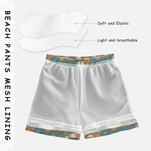 Pigsaly Cute Brown Capybaras Boys Swim Trunks Blue Water Toddler Beach Board Shorts Baby Summer Bathing Suit M4